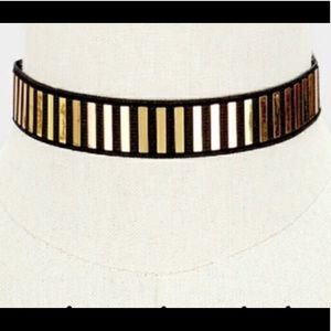 Reflective Gold Embellished Choker